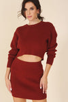 Ribbed Knit Crop Top and Skirt Set