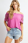 Crochet Lace Sleeveless Accent Off Shoulder Top