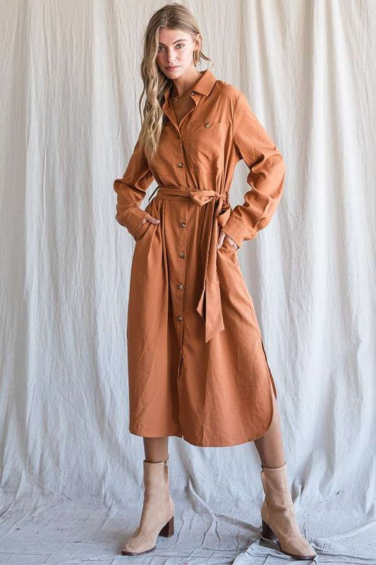 Button Down Shirt Long Dress