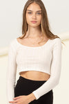 Scoop Neck Long Sleeve Crop Top