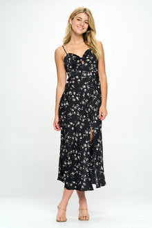  Satin floral maxi dress