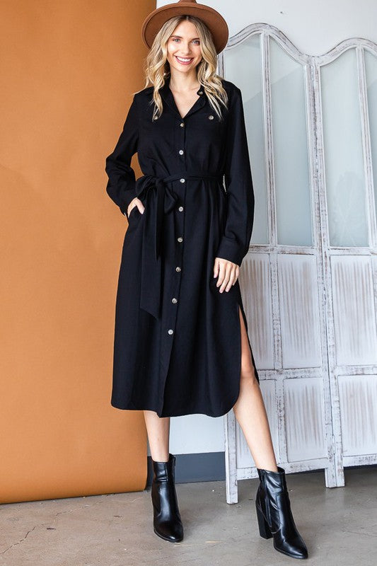 Button Down Shirt Long Dress