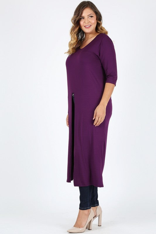 Plus Size Slit front  Maxi Top