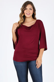  Plus size cowl neck basic top