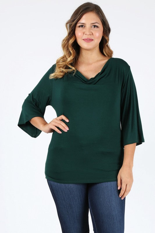 Plus size cowl neck basic top