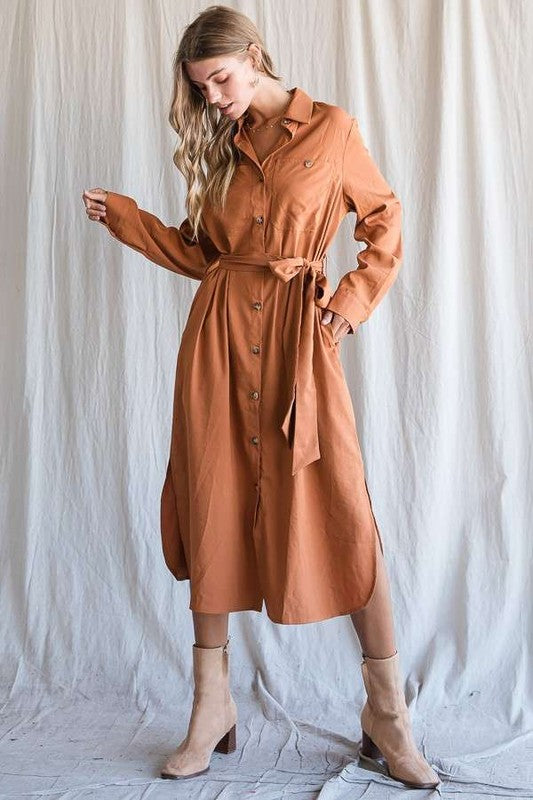 Button Down Shirt Long Dress