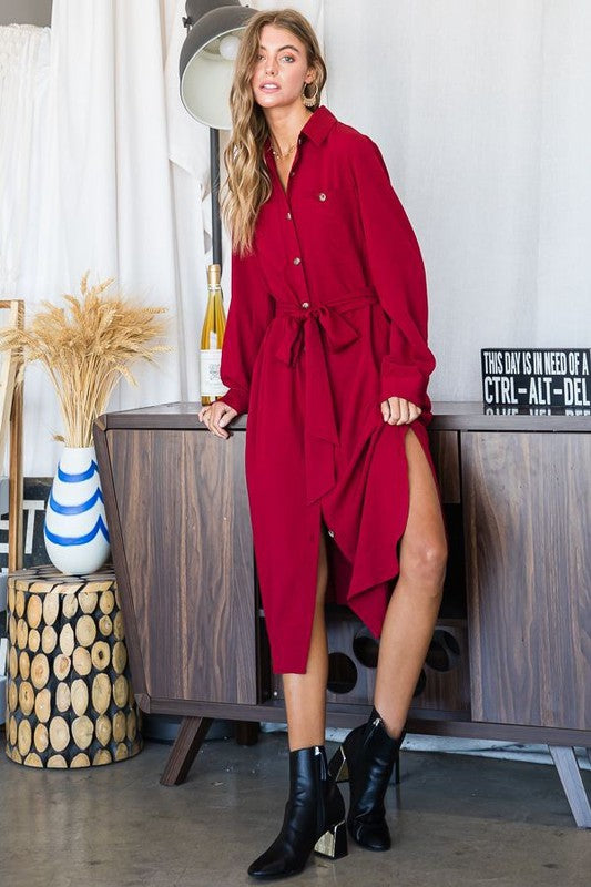 Button Down Shirt Long Dress