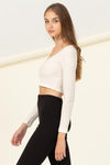 Scoop Neck Long Sleeve Crop Top