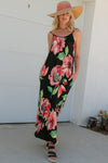 FLORAL HALTER POCKET MAXI DRESS