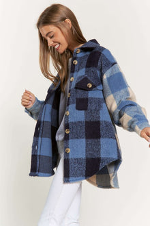  Plaid Chest Pocket Detail Shacket