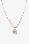 Evil Eye Pendant Pearl Stainless Steel Necklace