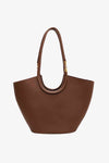 PU Leather Drawstring Handbag in Coffee Brown