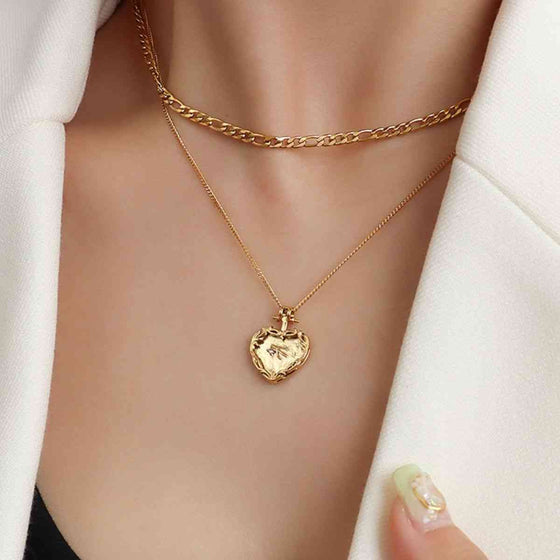 Heart Shape Double Layered Stainless Steel Necklace