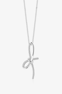  Zircon Bow Pendant Necklace